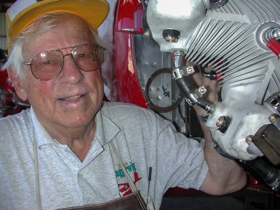 Bert working on his airplane